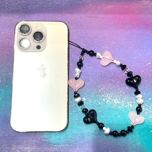 Wristlet Hearts Black Pink